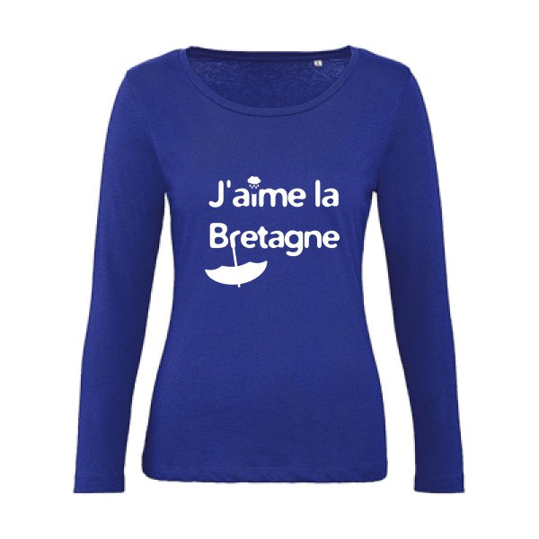 J'aime la Bretagne Blanc |   T shirt manches longues femme|100% bio