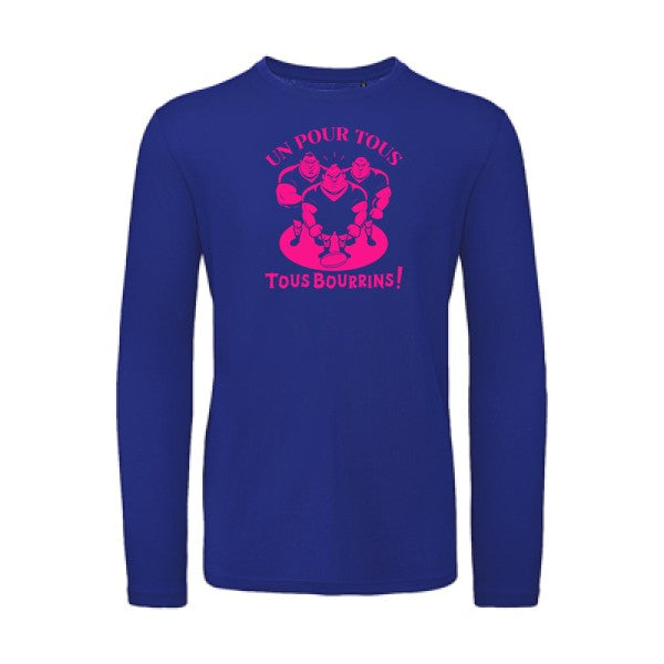 Un pour tous, Tous bourrins ! Rose Fluo |T-shirt bio manches longues