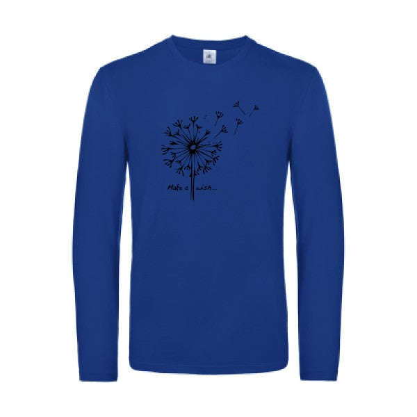 make a wish - t shirt- manches- longues- original- humour- Royal Blue impression Face