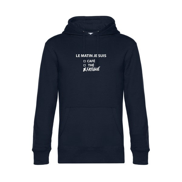 Le-matin-je-suis... sweat shirt original Navy Blue flex Blanc impression Face