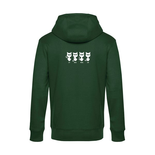 un-deux-trois-cat sweat shirt original Bottle Green flex Blanc impression Dos