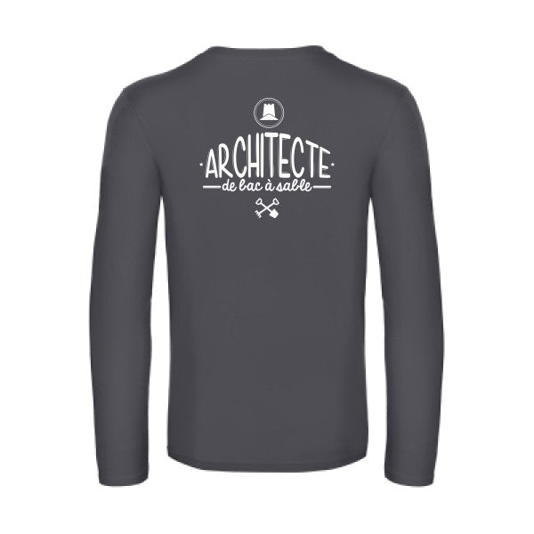 architecte de bac a sable - t shirt- manches- longues- original- humour- Dark Grey impression Dos