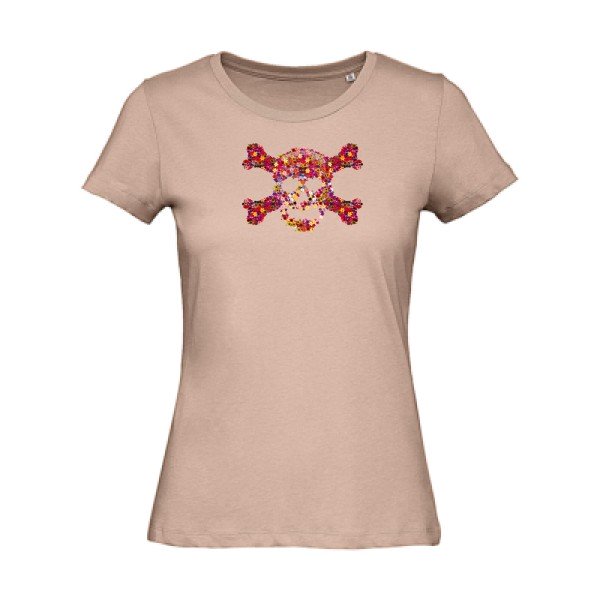 Floral-skull- - t-shirt original femme Millennial Pink