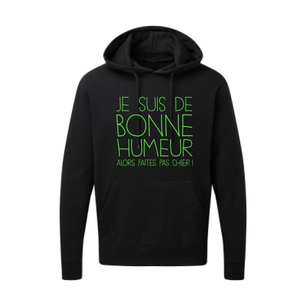 BONNE HUMEUR Vert fluo |Sweat capuche imprimé homme