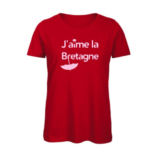 T shirt humour bio femme   femme bio|J'aime la Bretagne Rose 