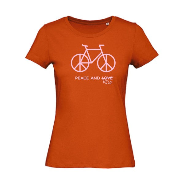 T shirt humour bio femme   femme bio|Peace and vÃ©lo Rose 