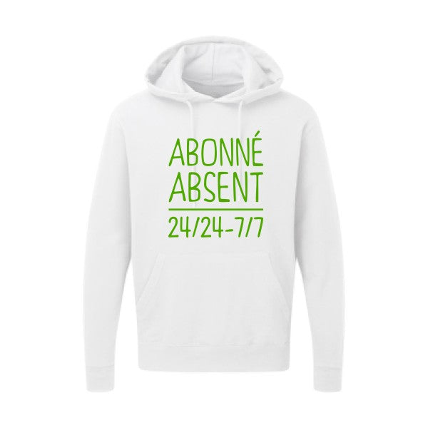 Abonné absent Vert pomme |Sweat capuche imprimé homme