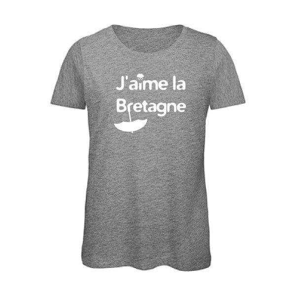 T shirt humour bio femme   femme bio|J'aime la Bretagne Blanc 