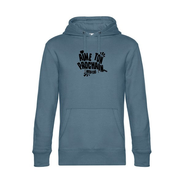 Aime-ton-prochain-! sweat shirt original nordic blue flex Noir impression Face
