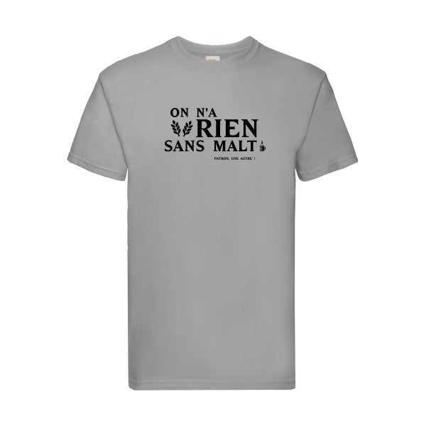 T-shirt|On n'a rien sans malt |Noir  |Fruit of the loom 205  G