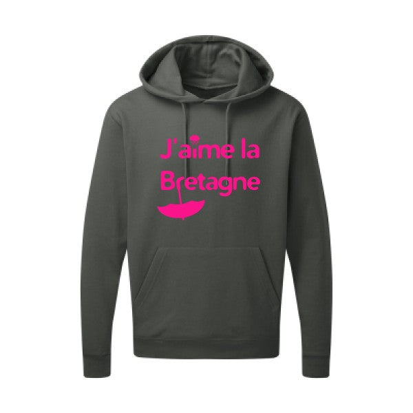 J'aime la Bretagne |Sweat  capuche humoristique Rose fluo 