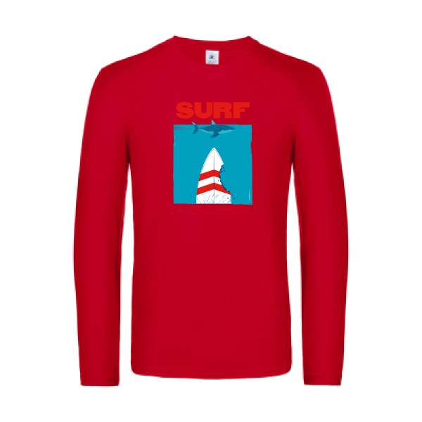 surf-t-shirt-manches-longues-original-humour -Red
