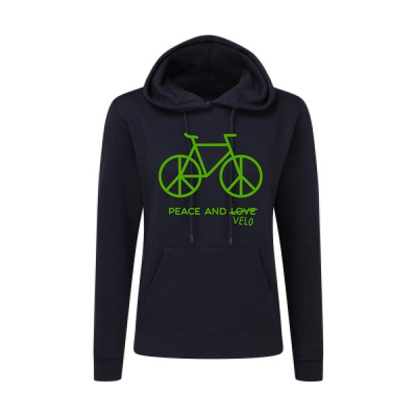 Peace and vélo Vert pomme |Sweat original à capuche Femme