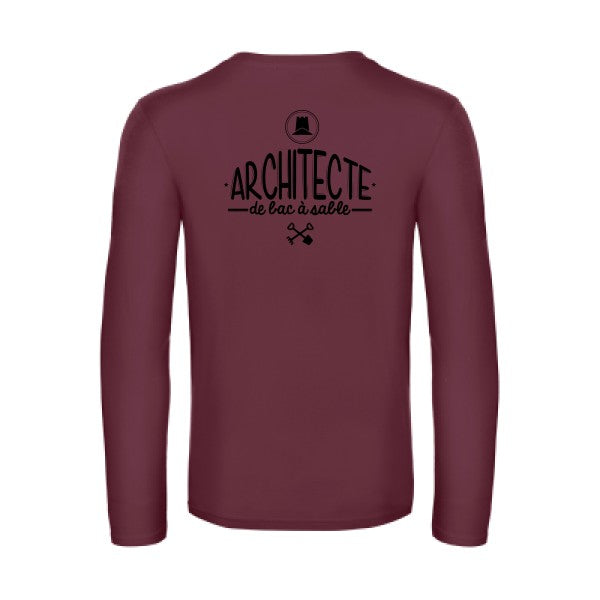 architecte de bac a sable - t shirt- manches- longues- original- humour- Burgundy impression Dos