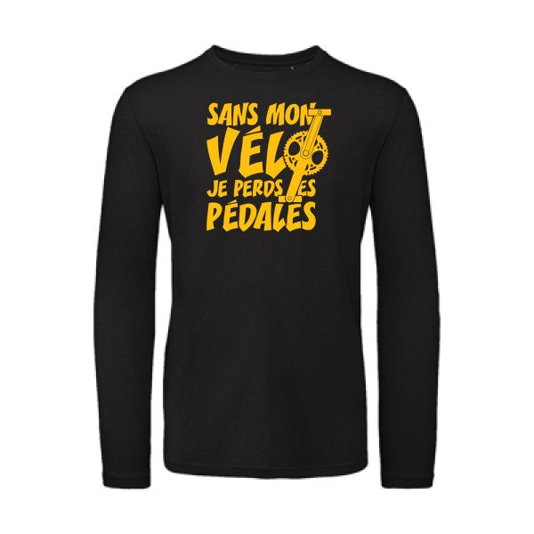 Sans mon vélo, je perds les pédales ! jaune Or |T shirt bio homme rigolo manches longues