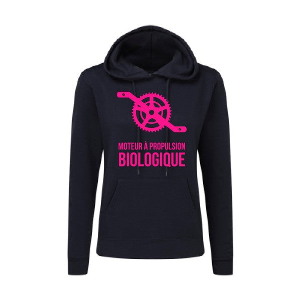 Cyclisme & écologie Rose Fluo |Sweat original à capuche Femme