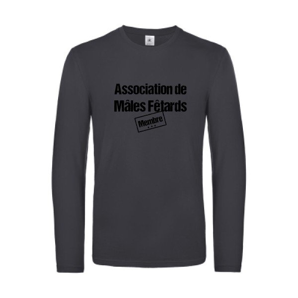 association de males fetards - t shirt- manches- longues- original- humour- Dark Grey impression Face