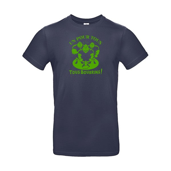 Un pour tous, Tous bourrins ! flex Vert pomme B&C - E190 T-shirt|Navy Blue||2XL