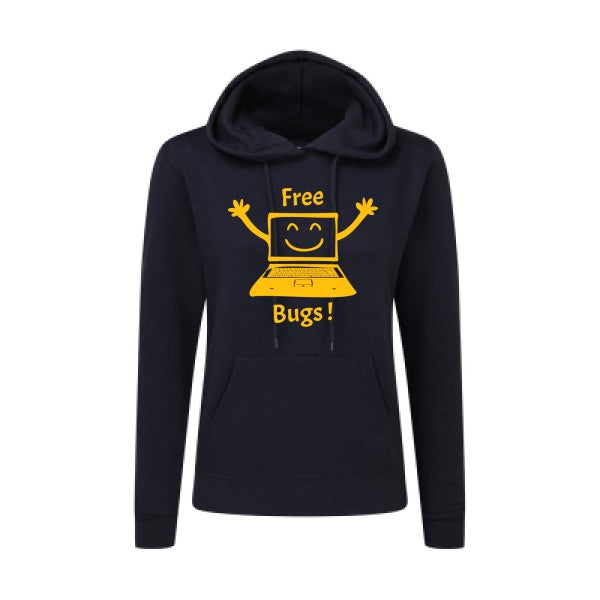 FREE BUGS ! jaune Or |Sweat original à capuche Femme