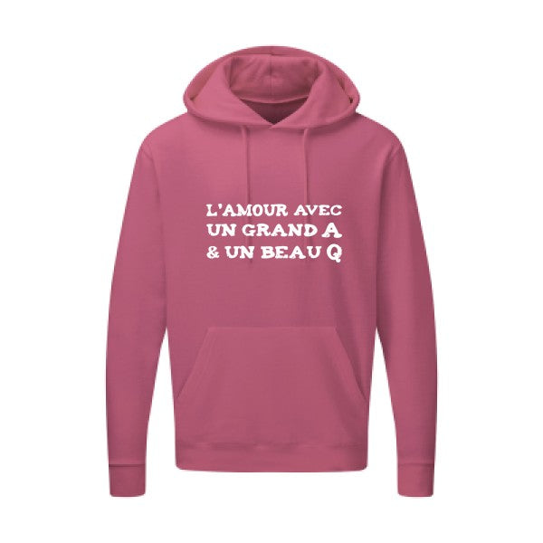 L'Amour avec un grand A et un beau Q |Sweat capuche imprimé|Blanc