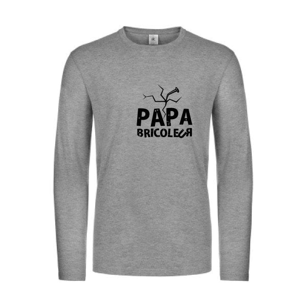 papa bricoleur - t shirt- manches- longues- original- humour- Sport Grey impression Face
