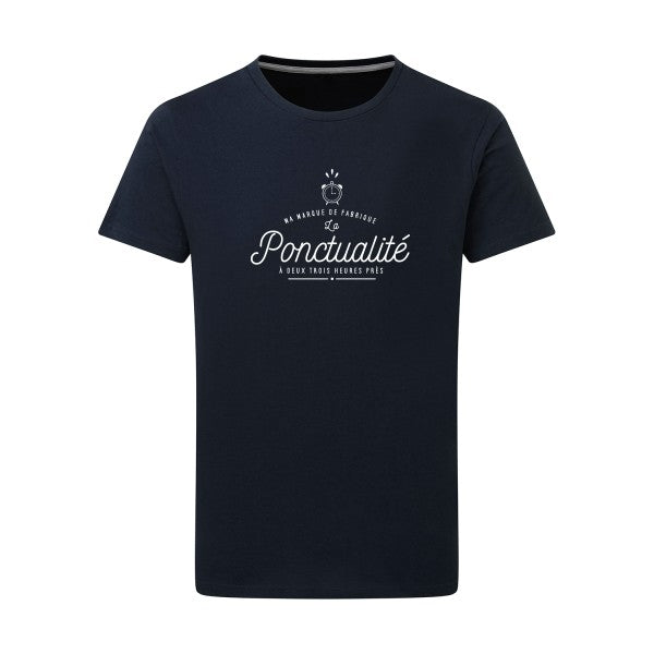 La Ponctualité Blanc -Flex Blanc sur T-shirt SG  Navy  5XL