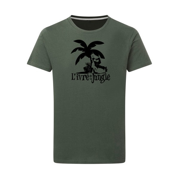 L'ivre de la jungle noir -Flex noir sur T-shirt SG  Thyme  2XL