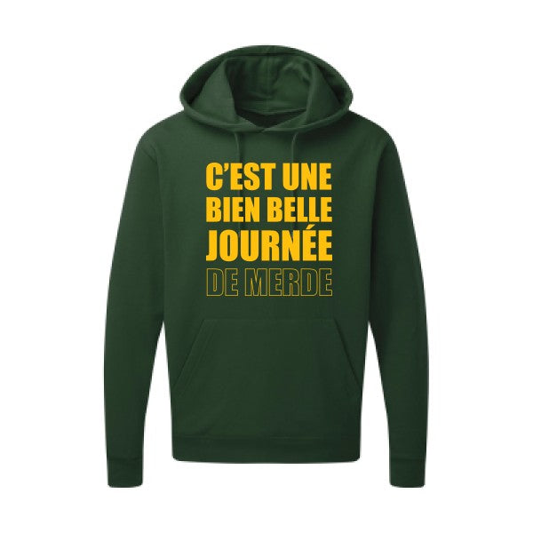 Journée de m... jaune Or |Sweat capuche imprimé homme