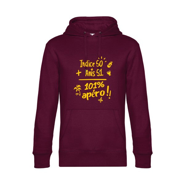 101-pourcent-apero-- Sweat à capuche original Burgundy - RueDuTeeshirt