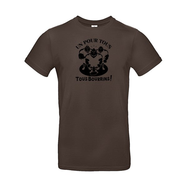 Un pour tous, Tous bourrins ! flex noir B&C - E190 T-shirt|Brown||2XL