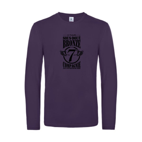 7eme compagnie crew - t shirt- manches- longues- original- humour- Urban Purple impression Face