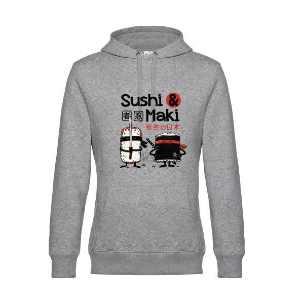 Sushi-et-Maki- Sweat à capuche original Heather Grey - RueDuTeeshirt