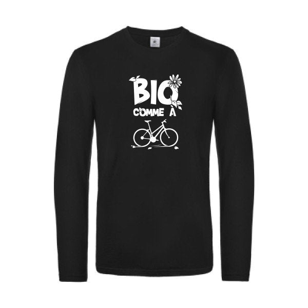 bio comme un velo - t shirt- manches- longues- original- humour- Black impression Face