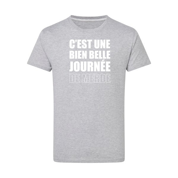 Journée de m... Blanc -Flex Blanc sur T-shirt SG  Light Oxford  5XL