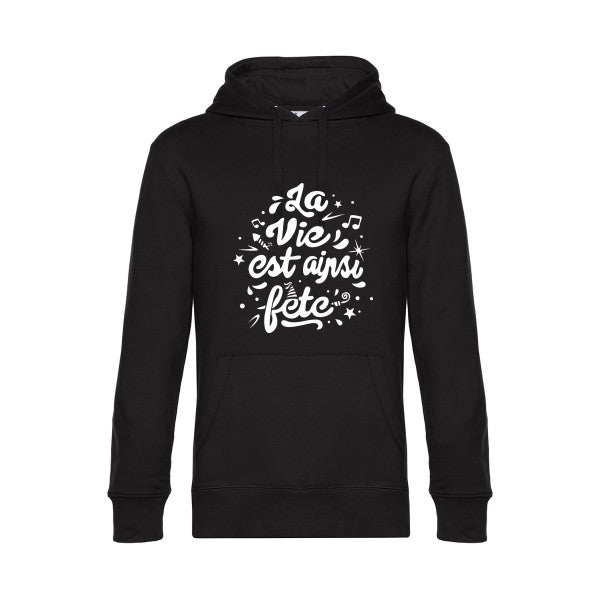 La-vie-est-ainsi-fete sweat shirt original Black flex Blanc impression Face