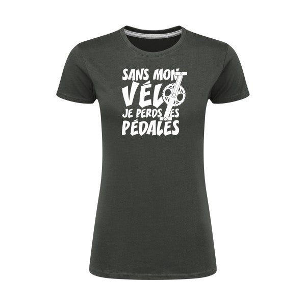 Sans mon vélo, je perds les pédales ! | Blanc |T shirt original femme|SG