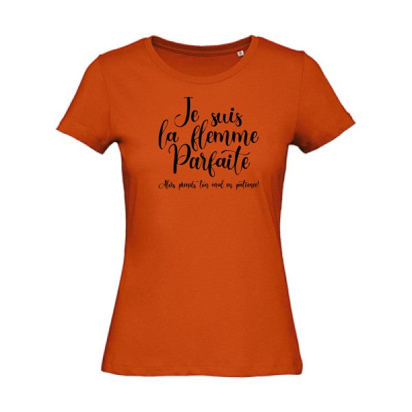 T shirt humour bio femme   femme bio|La flemme parfaite Noir 