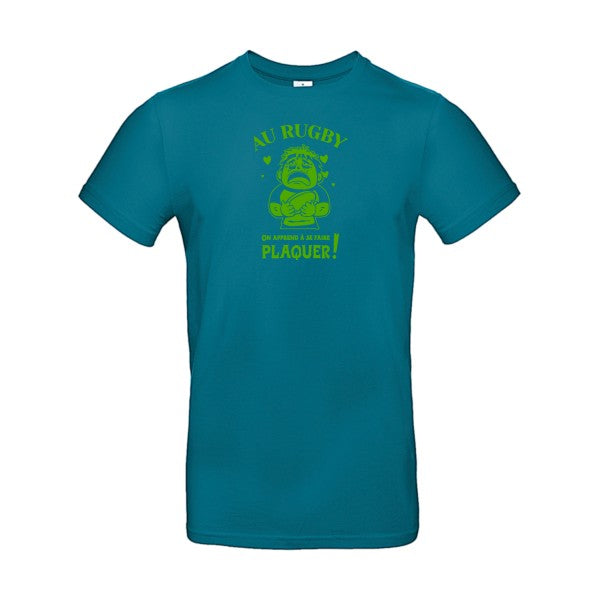 Au rugby, on apprend à se faire plaquer ! flex Vert pomme B&C - E190 T-shirt|Diva Blue||2XL