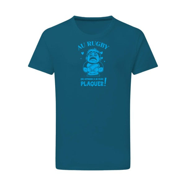 Au rugby, on apprend à se faire plaquer ! - Flex bleu clair Tshirt original Petrol  2XL