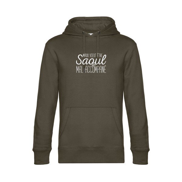 Maux-vieut-etre-Saoul sweat shirt original Khaki flex Blanc impression Face