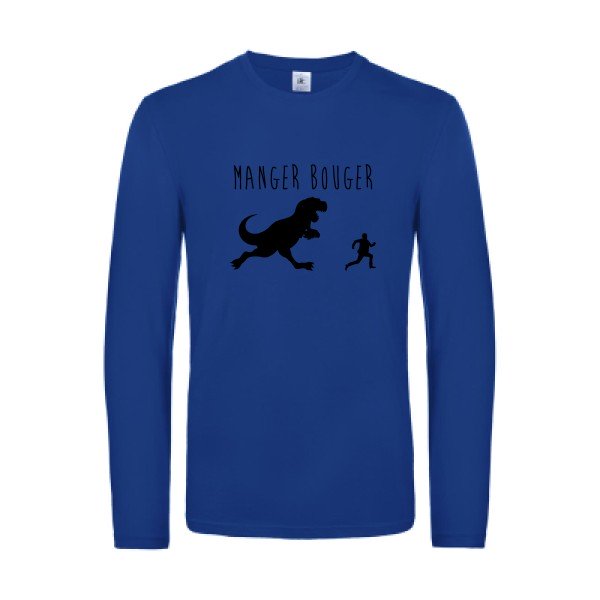 manger bouger - t shirt- manches- longues- original- humour- Royal Blue impression Face