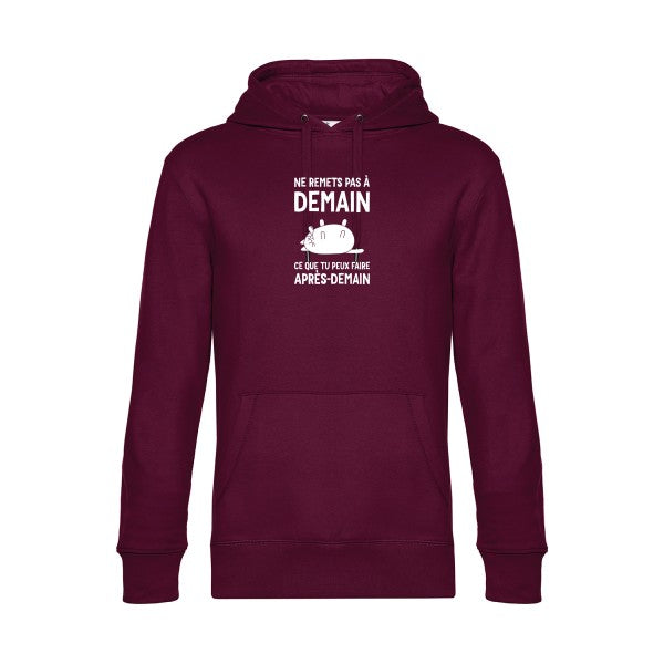 Ne-remets-pas-a-demain sweat shirt original Burgundy flex Blanc impression Face