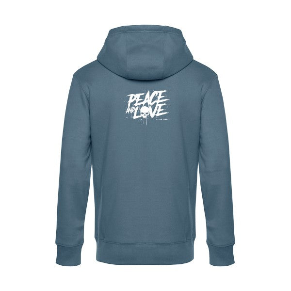 Peace-or-no-peace sweat shirt original nordic blue flex Blanc impression Dos