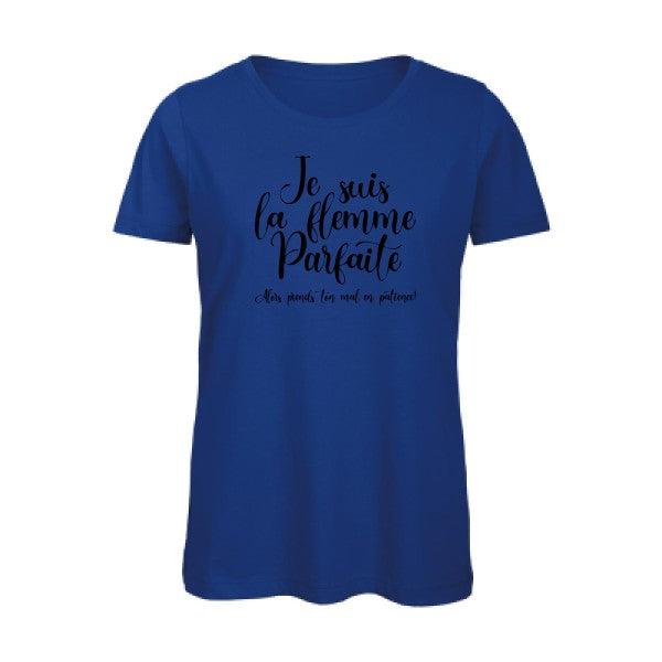 T shirt humour bio femme   femme bio|La flemme parfaite Noir 