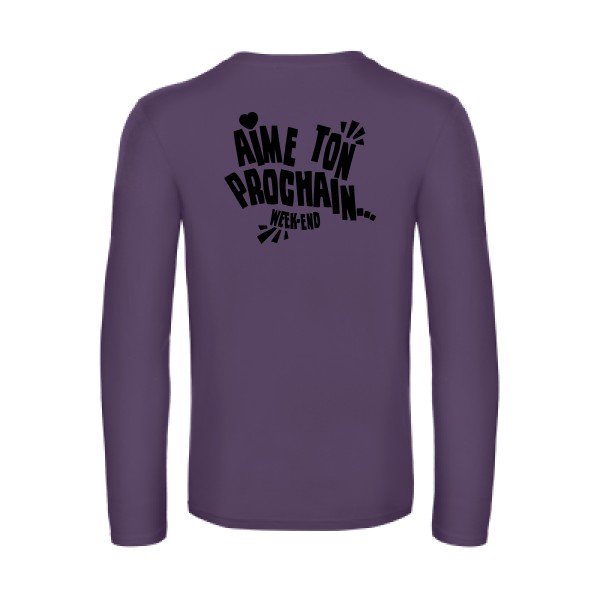 aime ton prochain  - t shirt- manches- longues- original- humour- Urban Purple impression Dos
