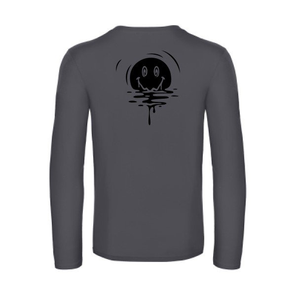 sun smile - t shirt- manches- longues- original- humour- Dark Grey impression Dos