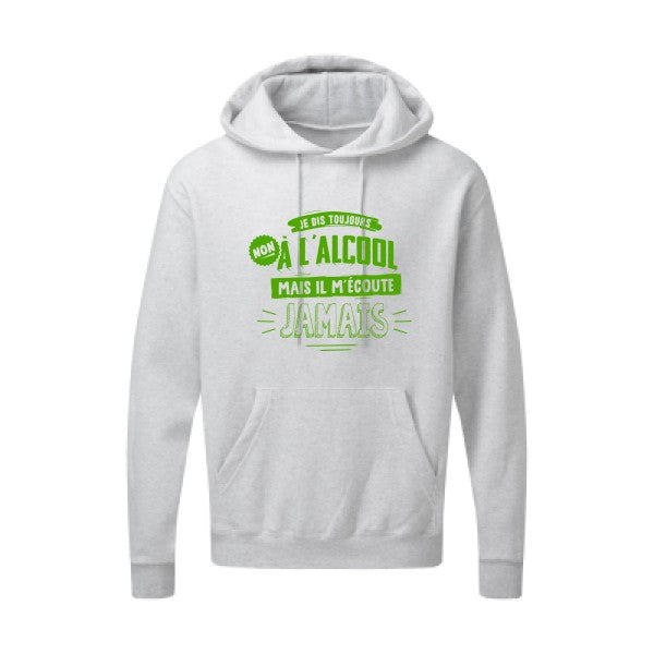 Non à l'alcool  |Sweat  capuche humoristique Vert pomme 