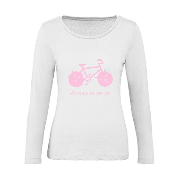 cat-cat bike Rose |   T shirt manches longues femme|100% bio