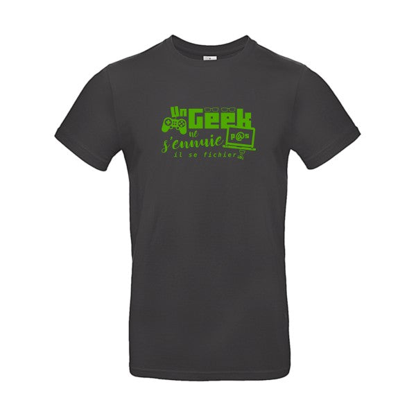 Un geek ne s'ennuie pas Flex Vert pomme |E190 T-shirt|Used Black||2XL