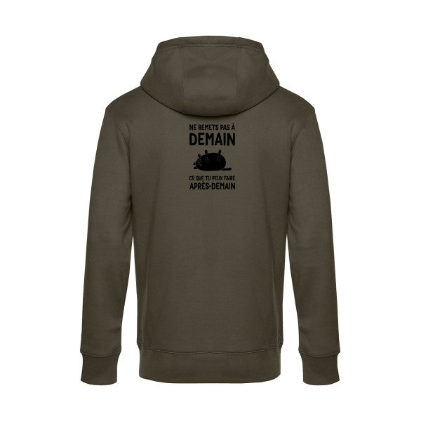 Ne-remets-pas-a-demain sweat shirt original Khaki flex Noir impression Dos